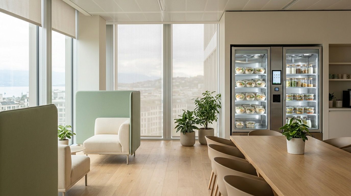 Repas d'entreprise à Genève : le frigo connecté livré 24-48h